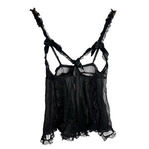 Vintage Intimate Attitudes 90s black open bust underwire mesh teddy lingerie